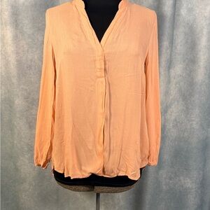 H&M Peach/Salmpn V-Neck Long Sleeve Blouse